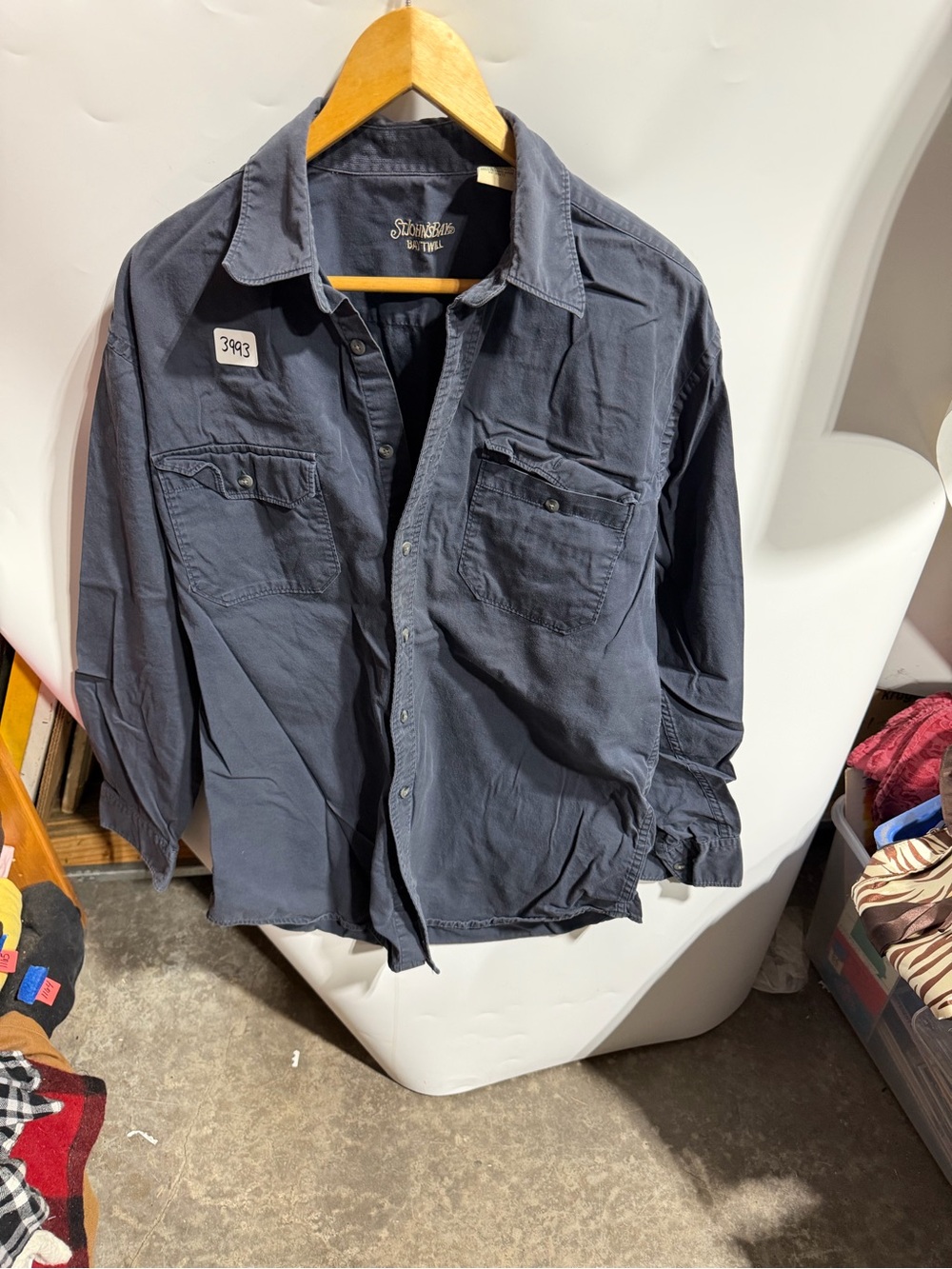 #3993-Slate Blue Button-Up Work Shirt
